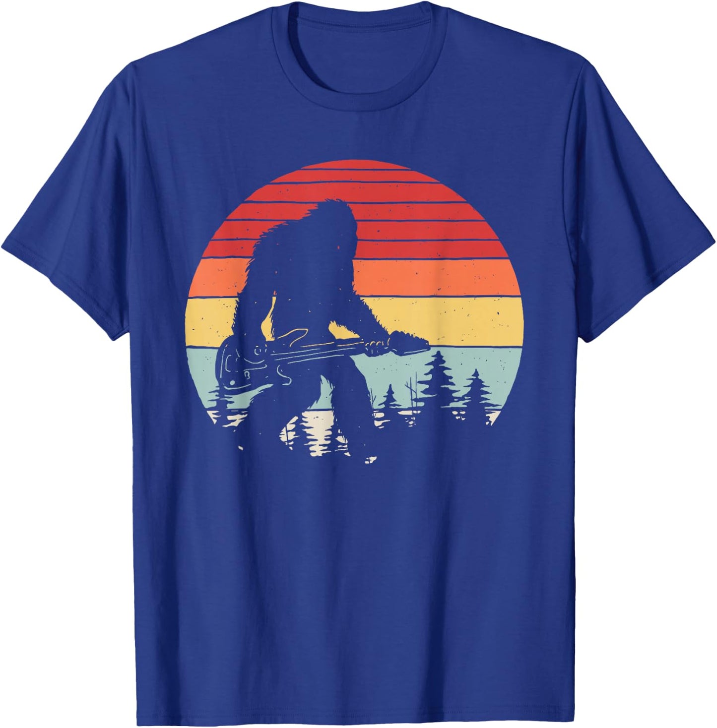 Vintage Retro Bigfoot Guitar T-Shirt - T-Shirt | Royal