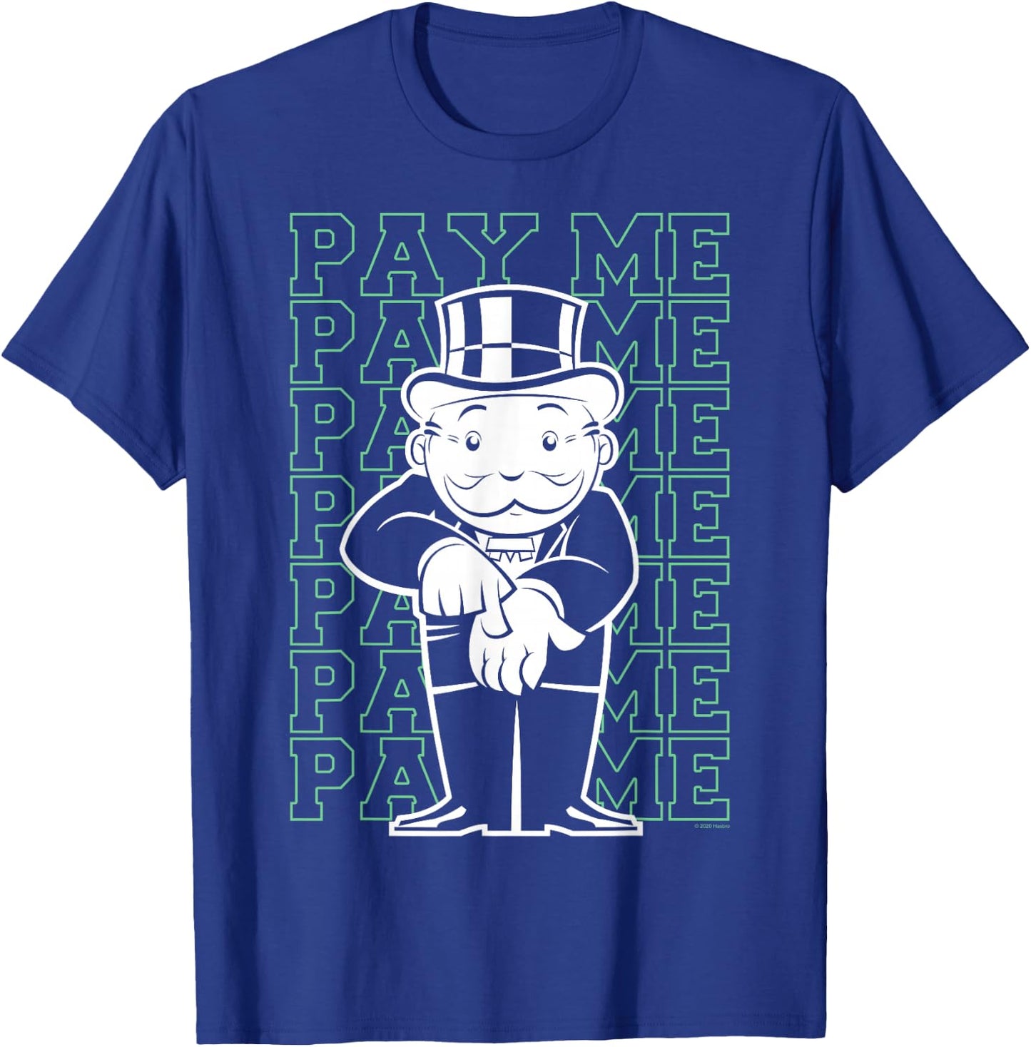 Monopoly Rich Uncle Penny Bags Pay Me Text Stack T-Shirt - T-Shirt | Royal