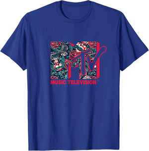 Mademark x MTV - The official MTV Logo - Roses and Tattoo Style T-Shirt - T-Shirt | Royal