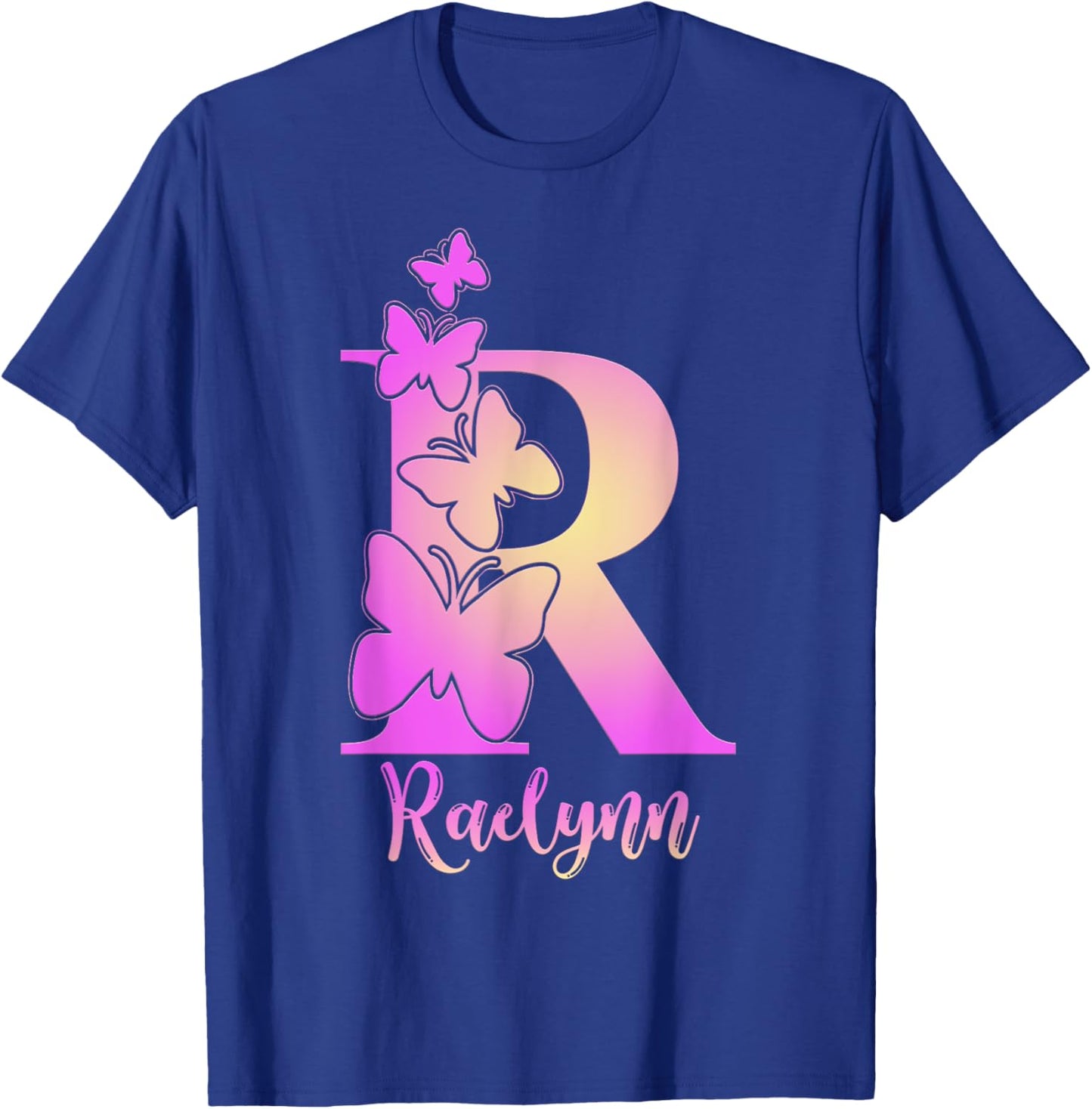 Raelynn, cute personalized butterfly custom kids girls name T-Shirt - T-Shirt | Royal