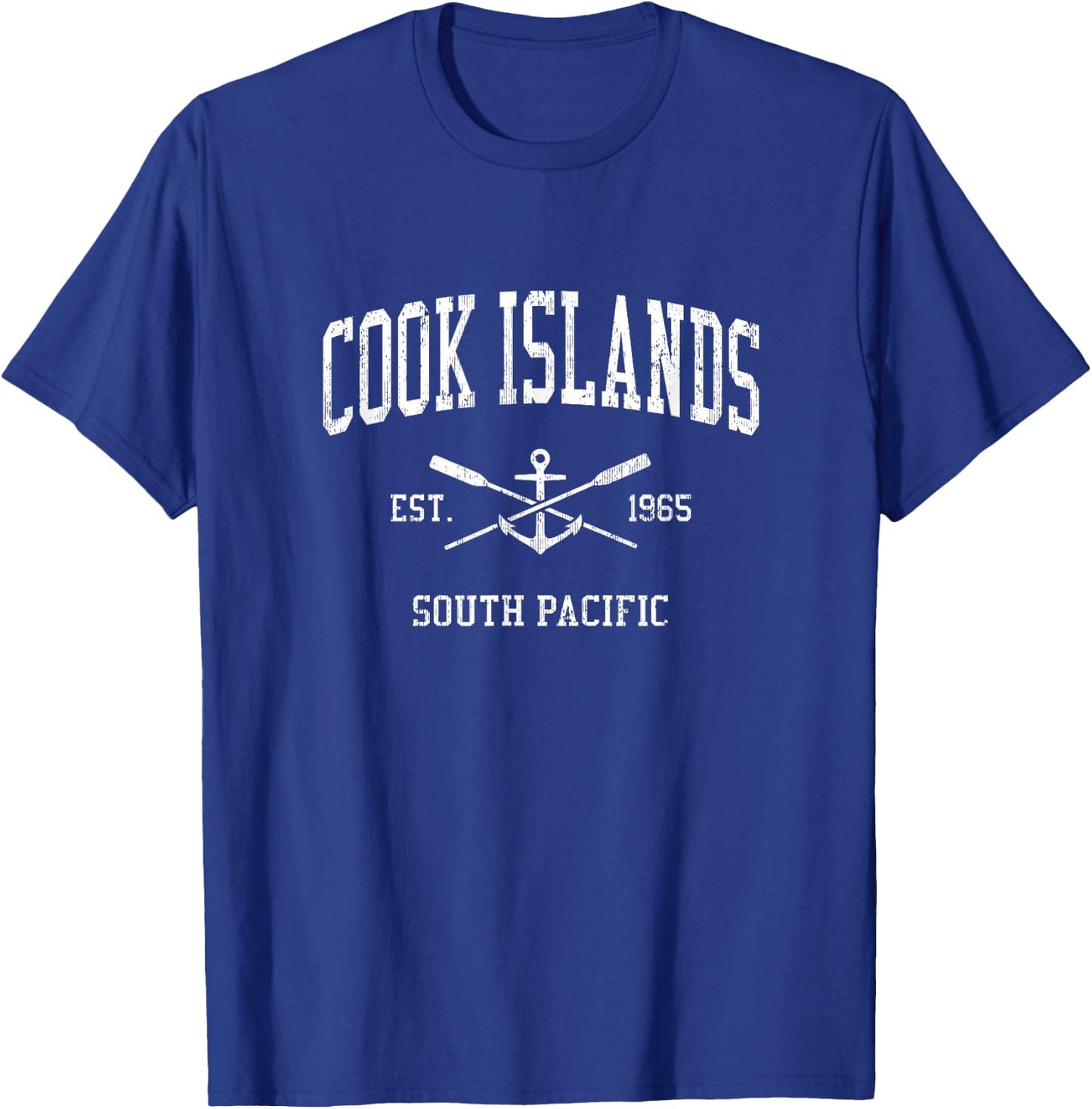 Cook Islands Vintage Crossed Oars & Boat Anchor Sports T-Shirt - T-Shirt | Royal
