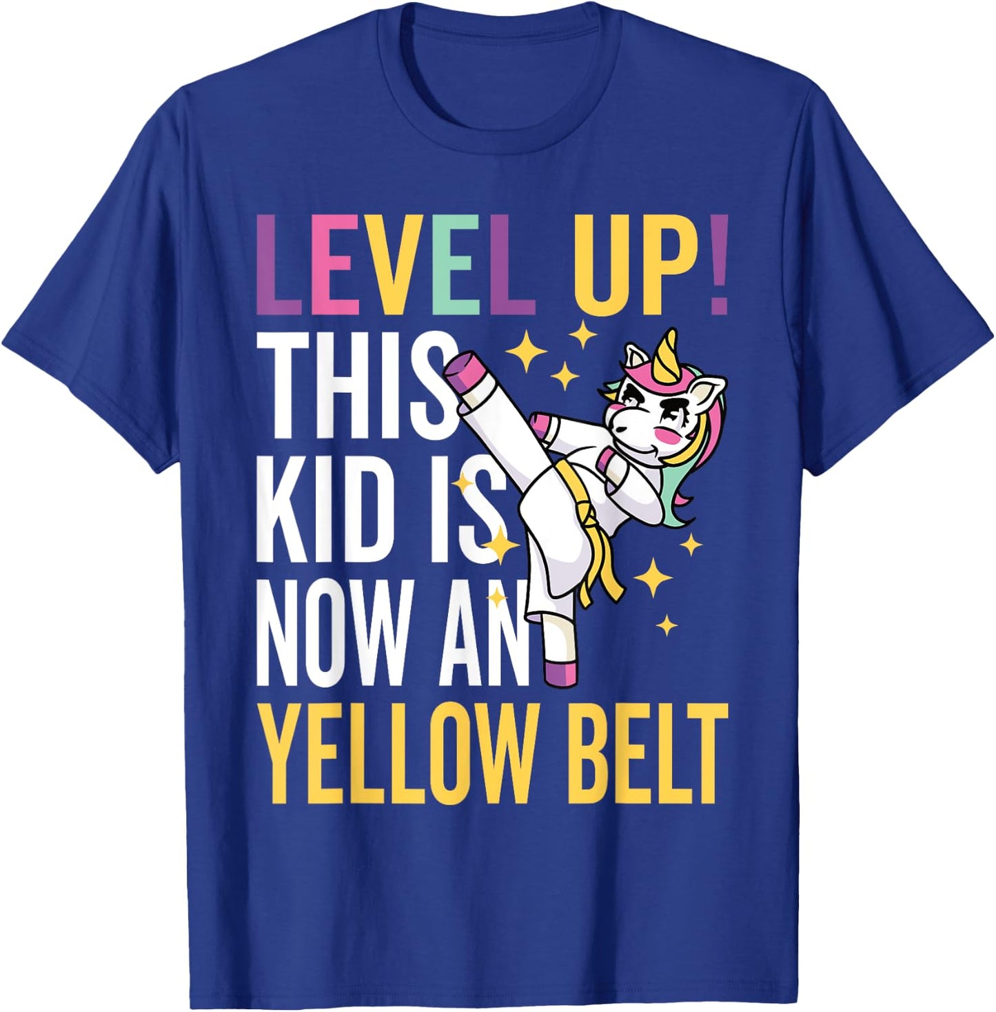 Karate Uniform Unicorn Level Up Yellow Belt Award Ceremony T-Shirt - T-Shirt | Royal