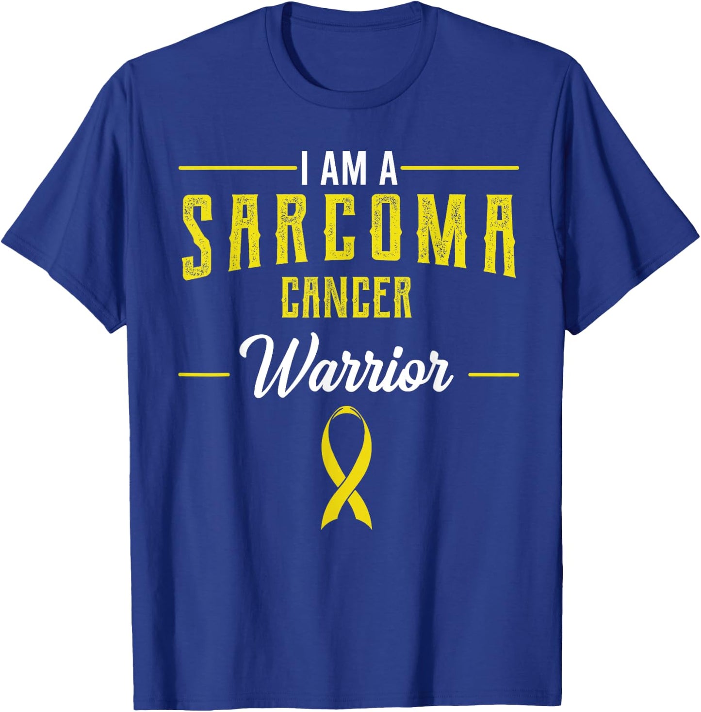 I Am A Warrior Sarcoma Cancer Awareness Ribbon Fighter Gift T-Shirt - T-Shirt | Royal