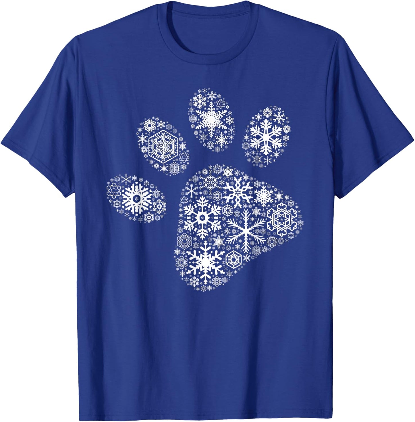 Xmas Costume Cute Animal Gifts Snowflake Puppy Merry Christmas Gifts - Dog Paw Print - Black, -Adults/Kids, Short Sleeve, Small, Classic Fit, Cotton 60% Polyester 40% T-Shirt - T-Shirt | Royal