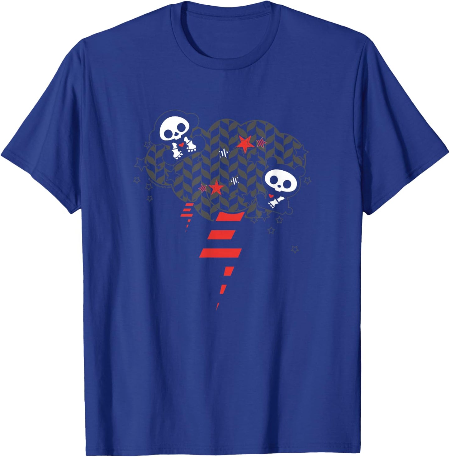 Skelanimals Panda Retro Rocker Striped Lightning Icons T-Shirt - T-Shirt | Royal