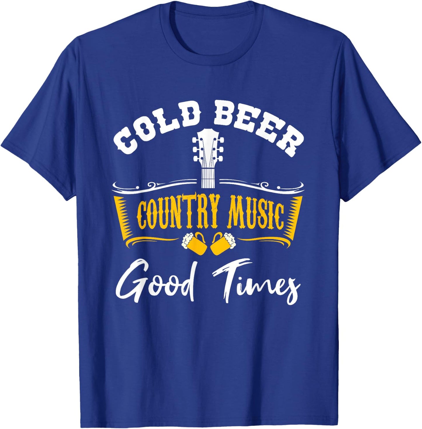 Vintage Cold Beer Country Music Good Times Musician Gift T-Shirt - T-Shirt | Royal