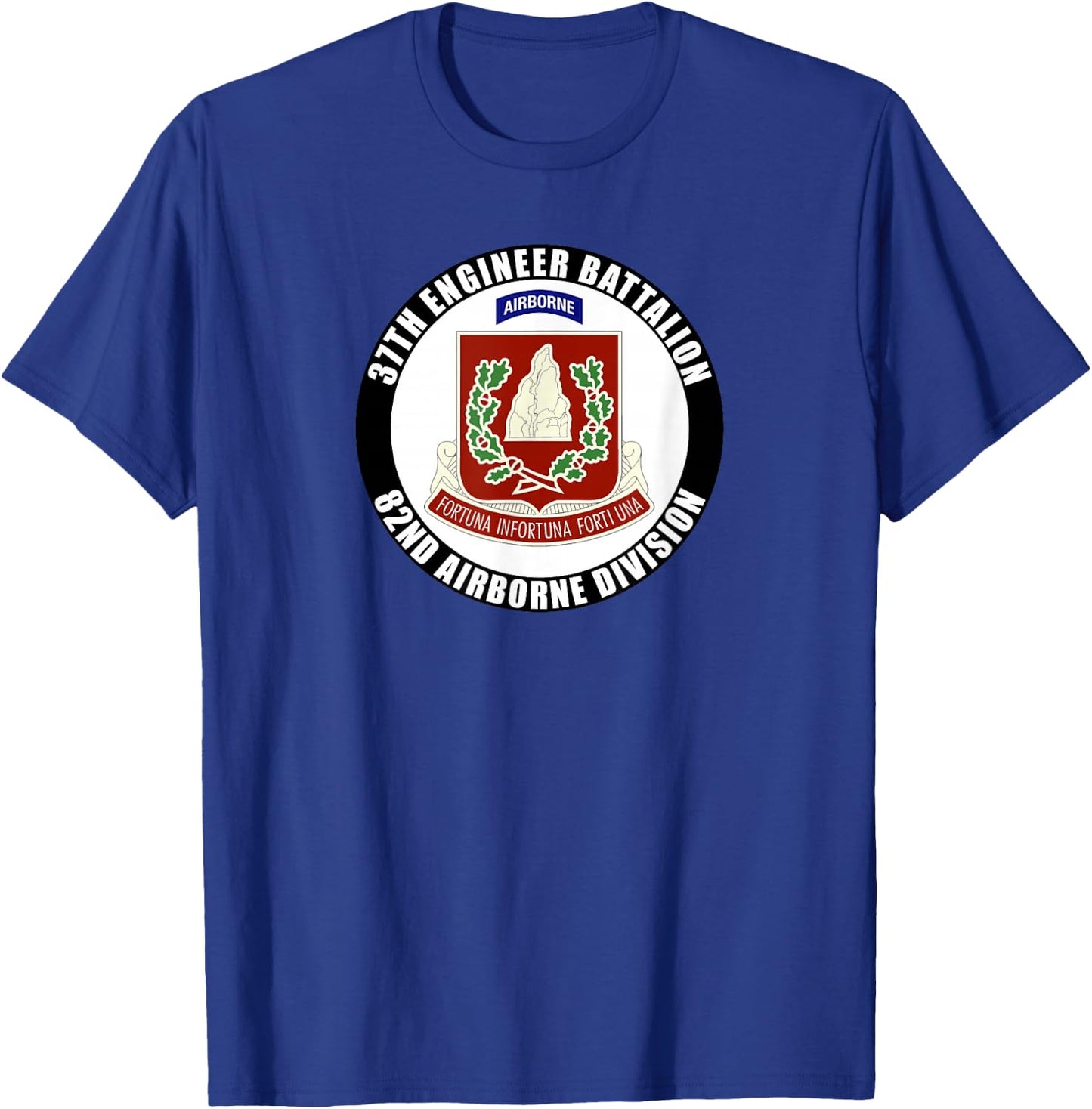 SoldierTees 37th Engineer Battalion 82nd Airborne Division Veteran Gift - -Adults, Black, Small, Short Sleeve, Classic Fit, Cotton 60% Polyester 40%, Military-Themed T-Shirt - T-Shirt | Royal