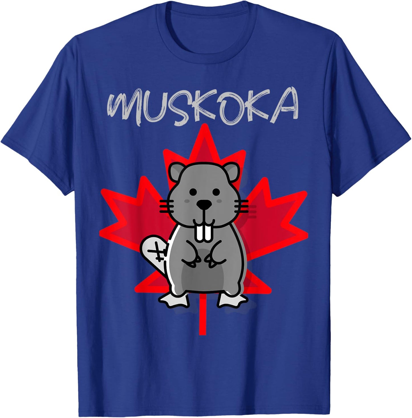 Muskoka Ontario Canada Beaver Poster Gift T-Shirt - T-Shirt | Royal