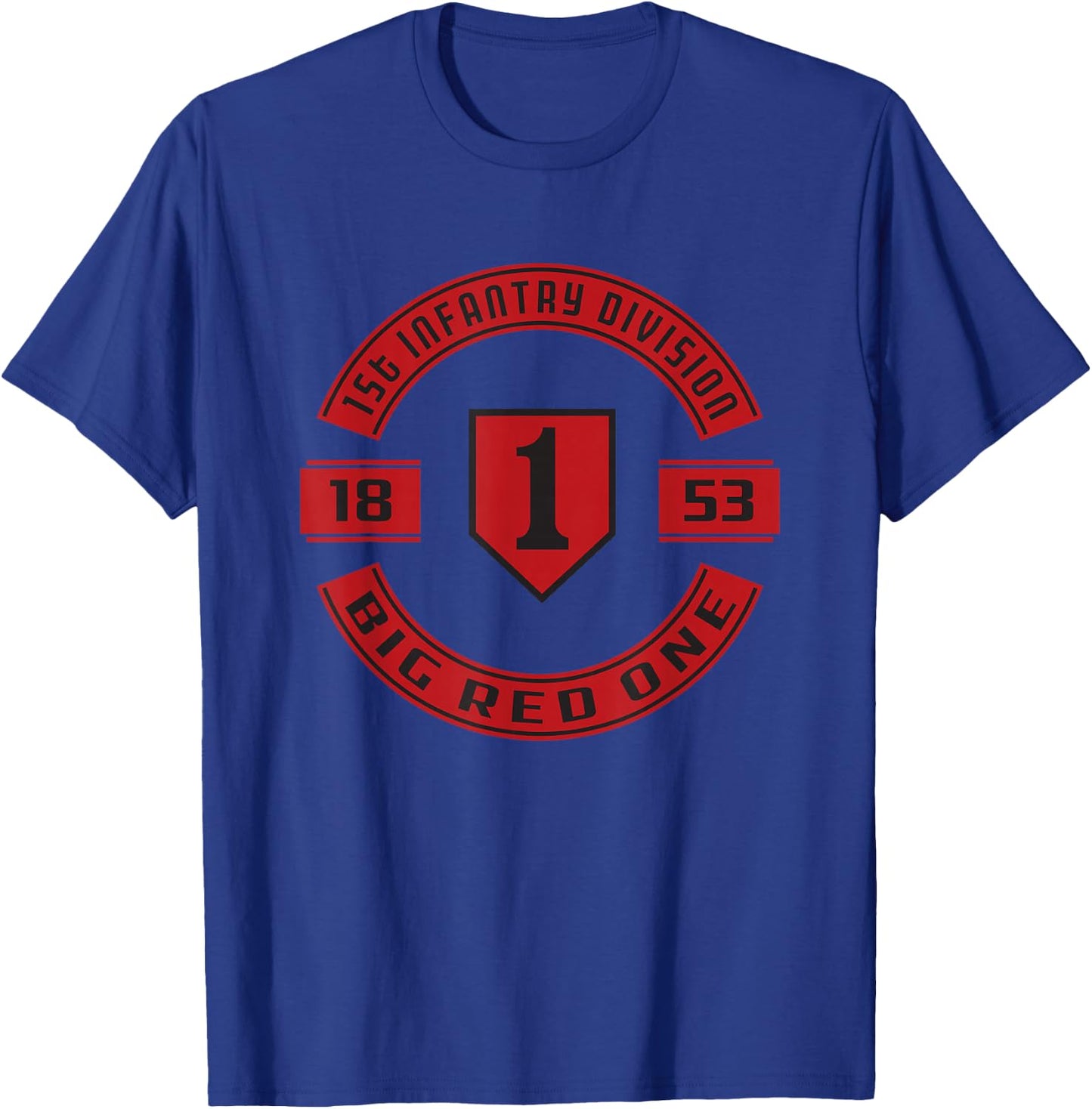 Big Red One United States Military Army Black T-Shirt - T-Shirt | Royal