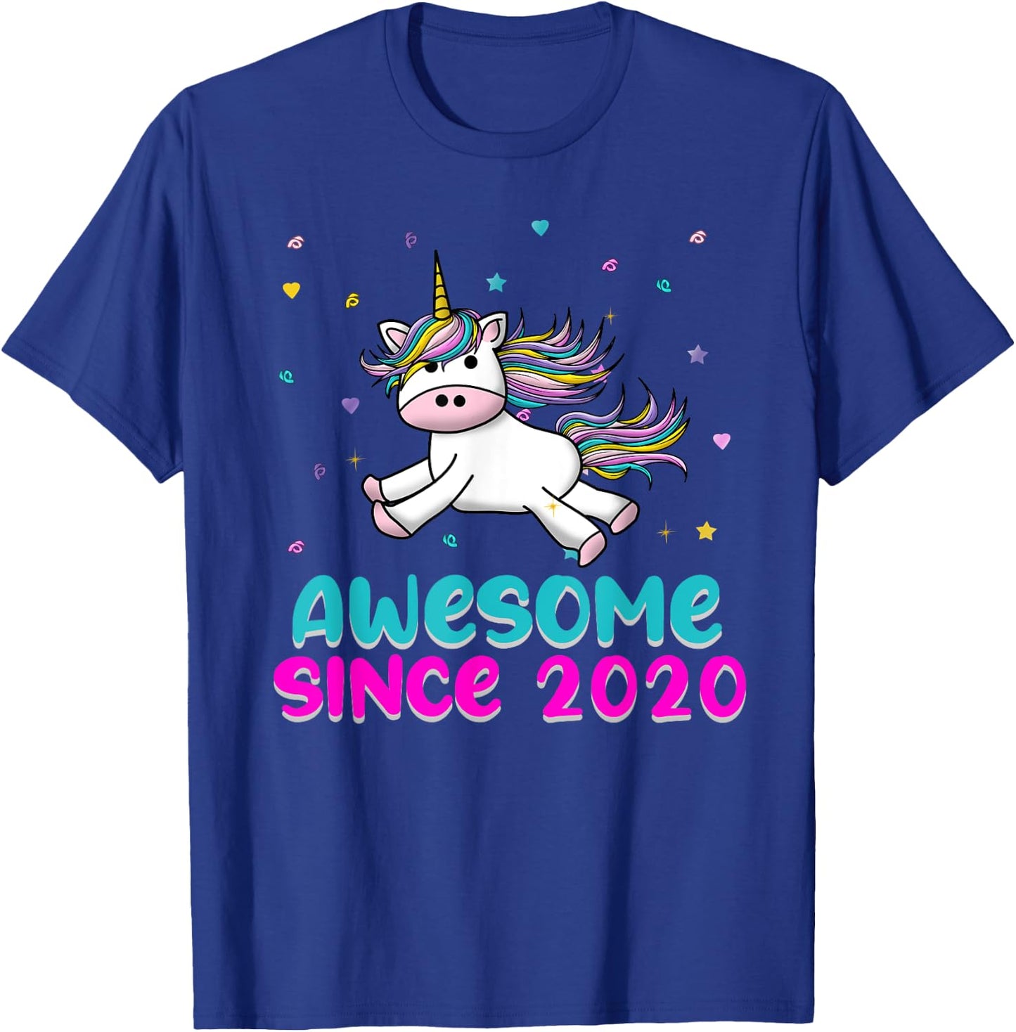 Unicorn Birthday Girl Gift Love Awesome Since 2020 T-Shirt - T-Shirt | Royal