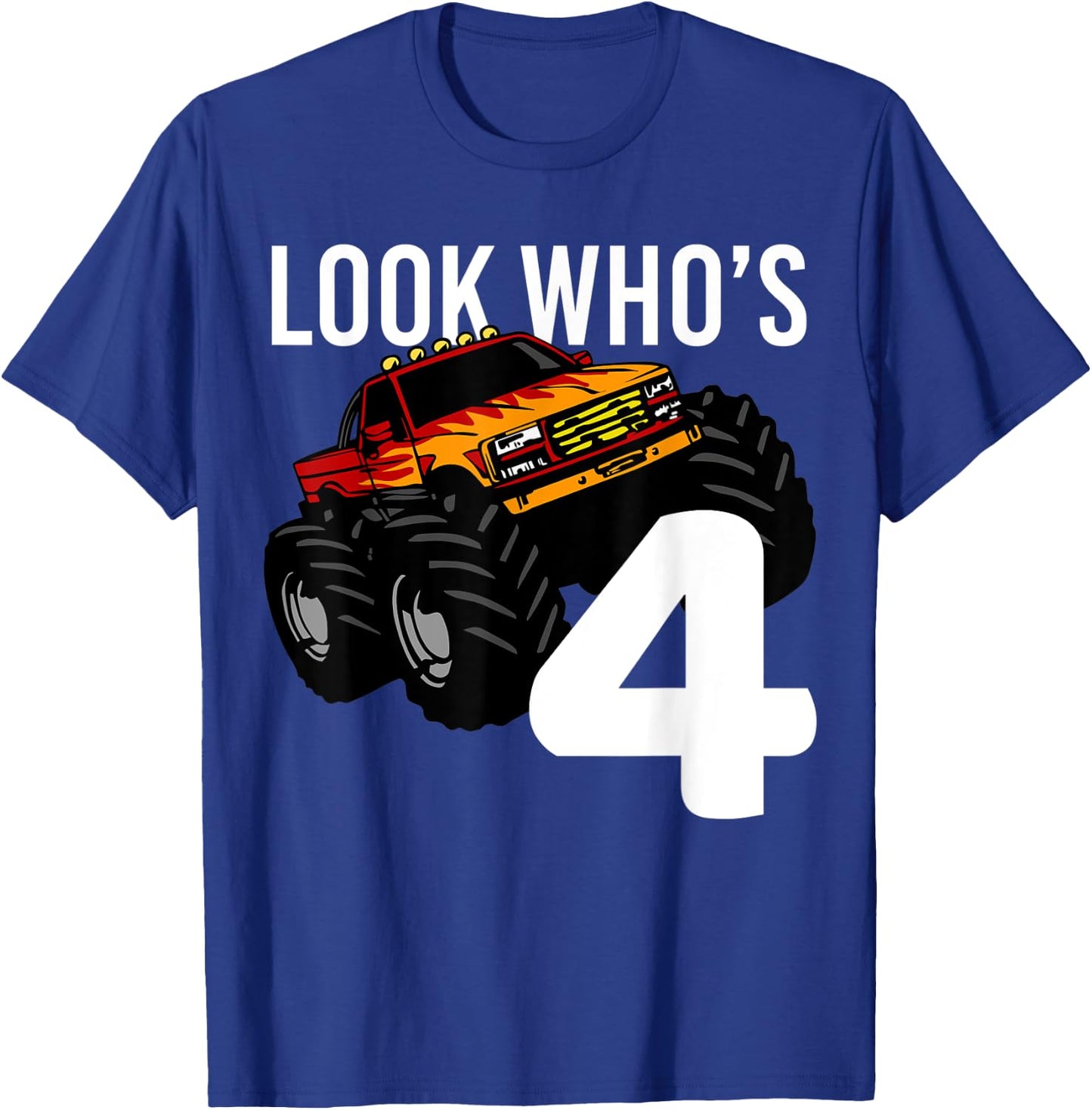Monster Truck 4th Birthday for Boys | 4 year old Gift T-Shirt - T-Shirt | Royal