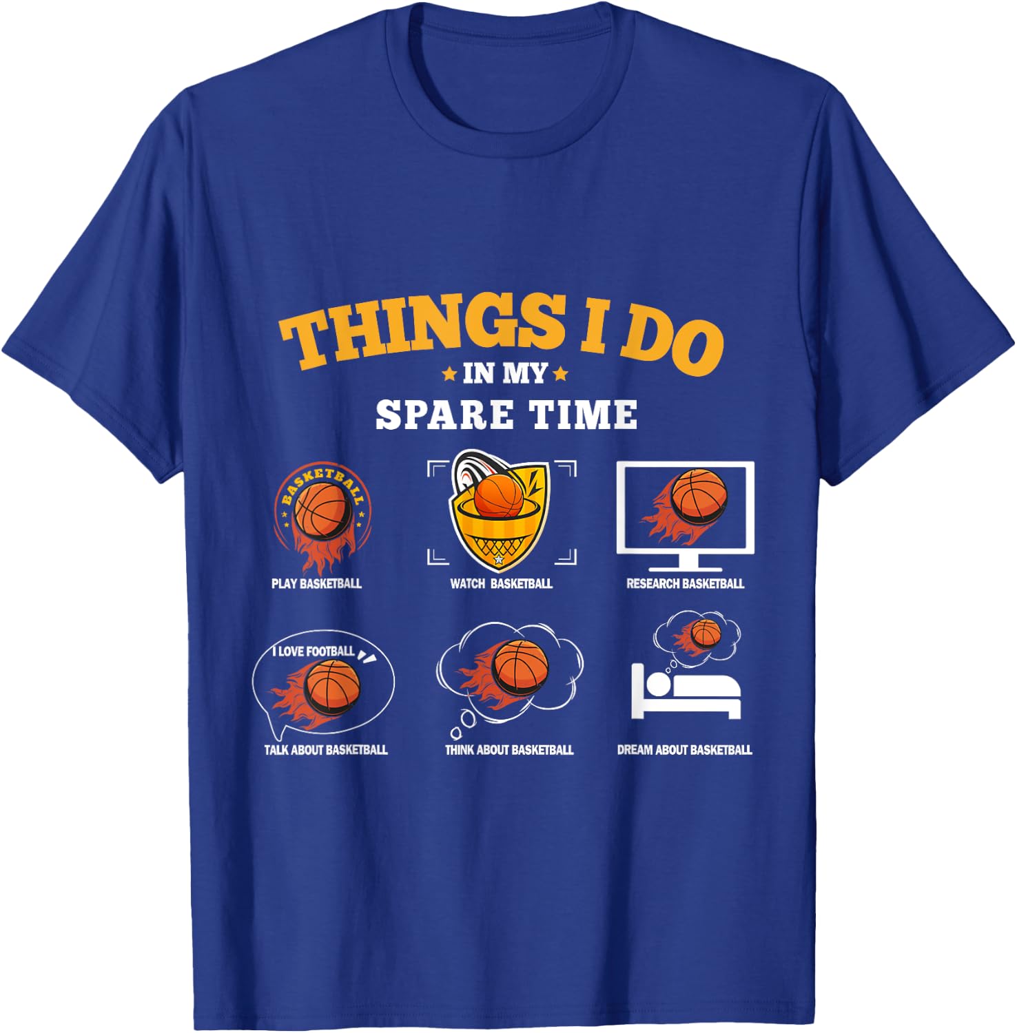 Things I Do In My Spare Time Basketball Design Boys T-Shirt - T-Shirt | Royal