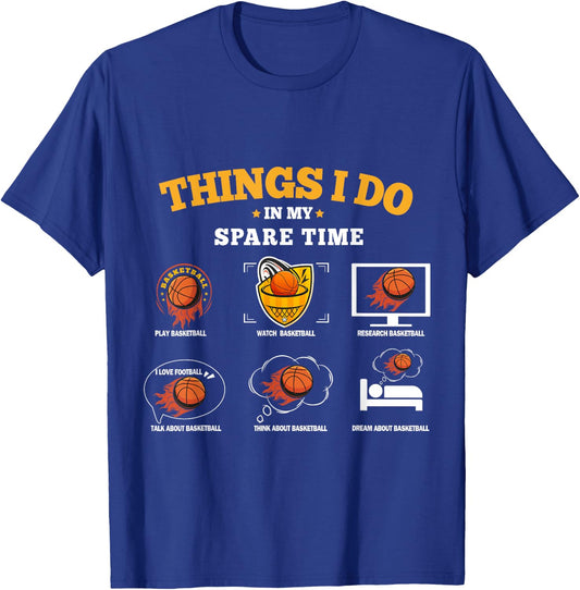 Things I Do In My Spare Time Basketball Design Boys T-Shirt - T-Shirt | Royal