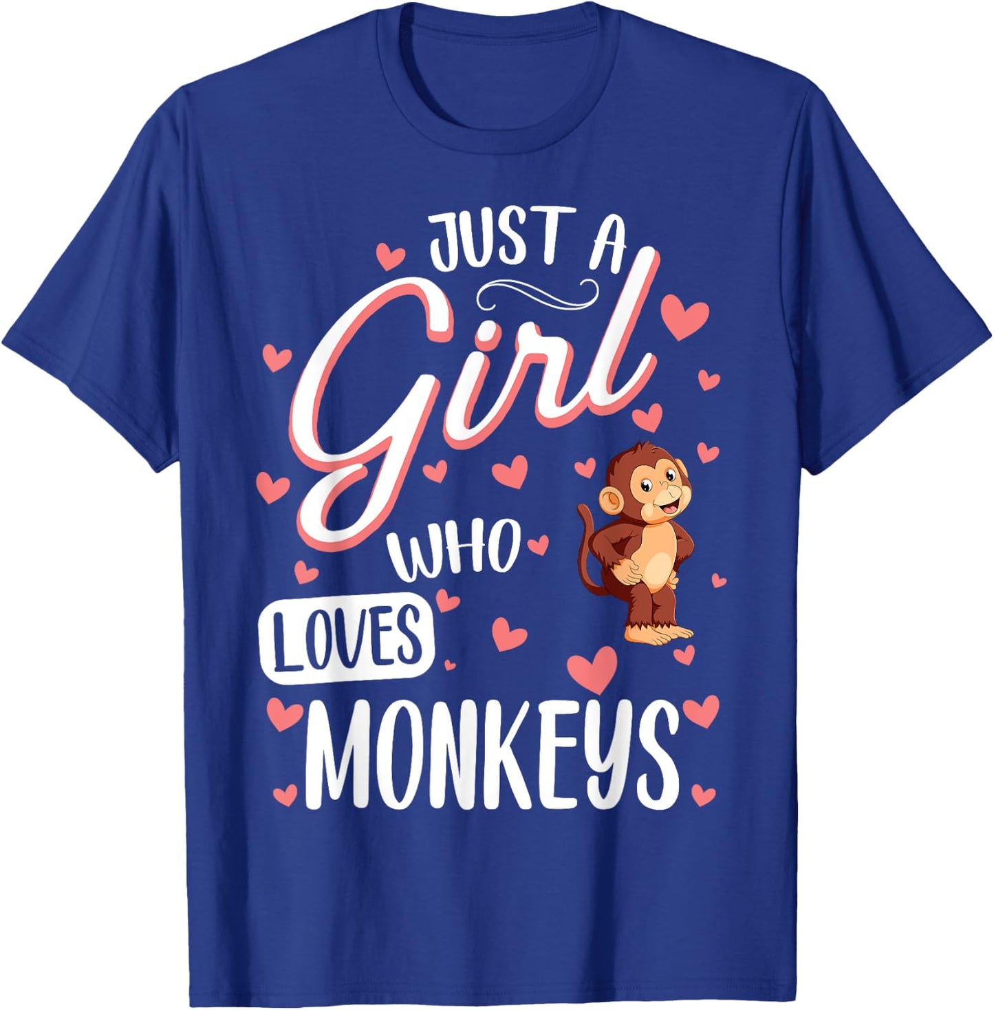 Just a Girl Who Loves Monkeys - Funny Monkey Lover Girl T-Shirt - T-Shirt | Royal