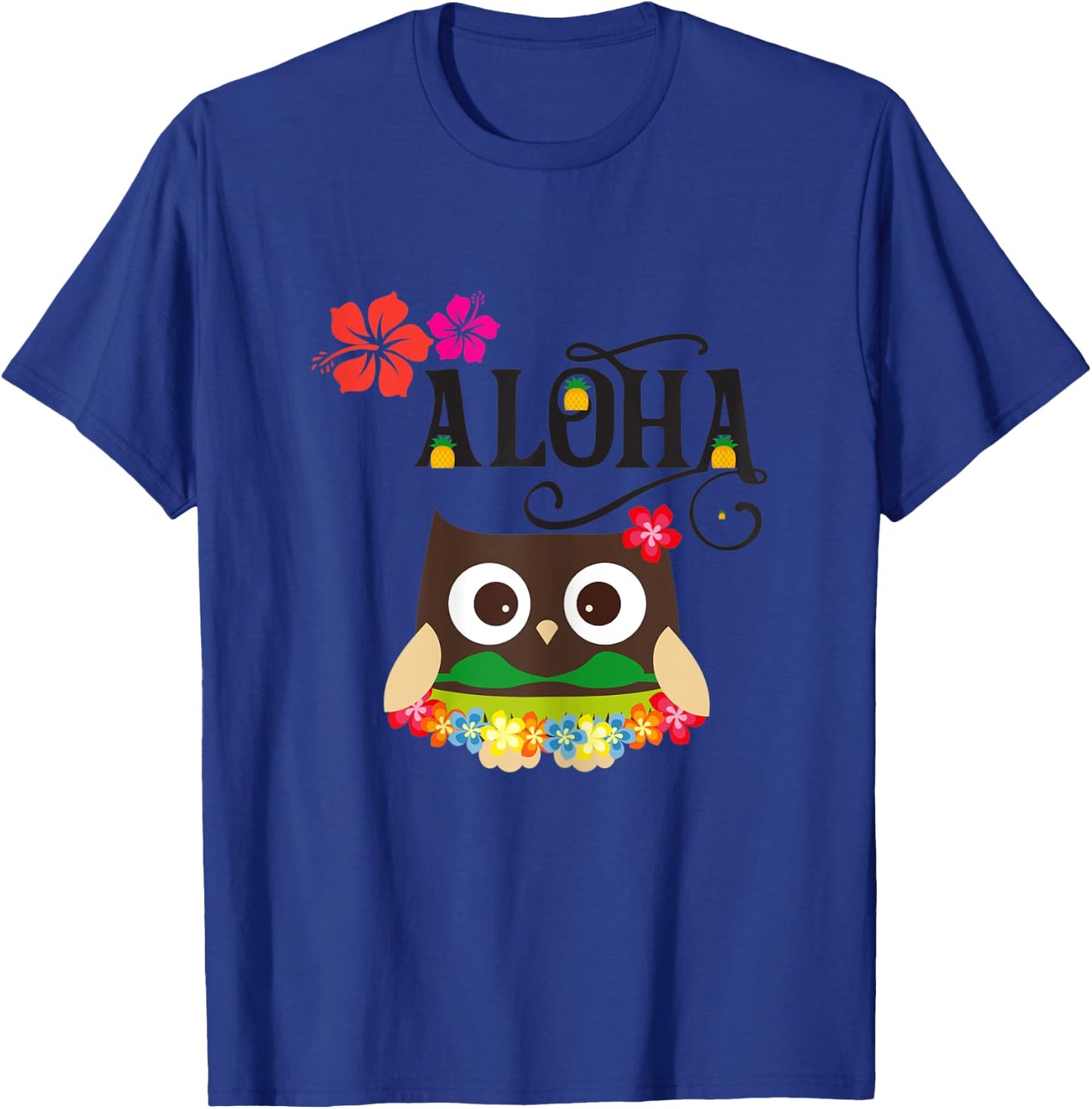 Cute Tropical Hawaiian Owl Luau Gifts T-Shirt - T-Shirt | Royal