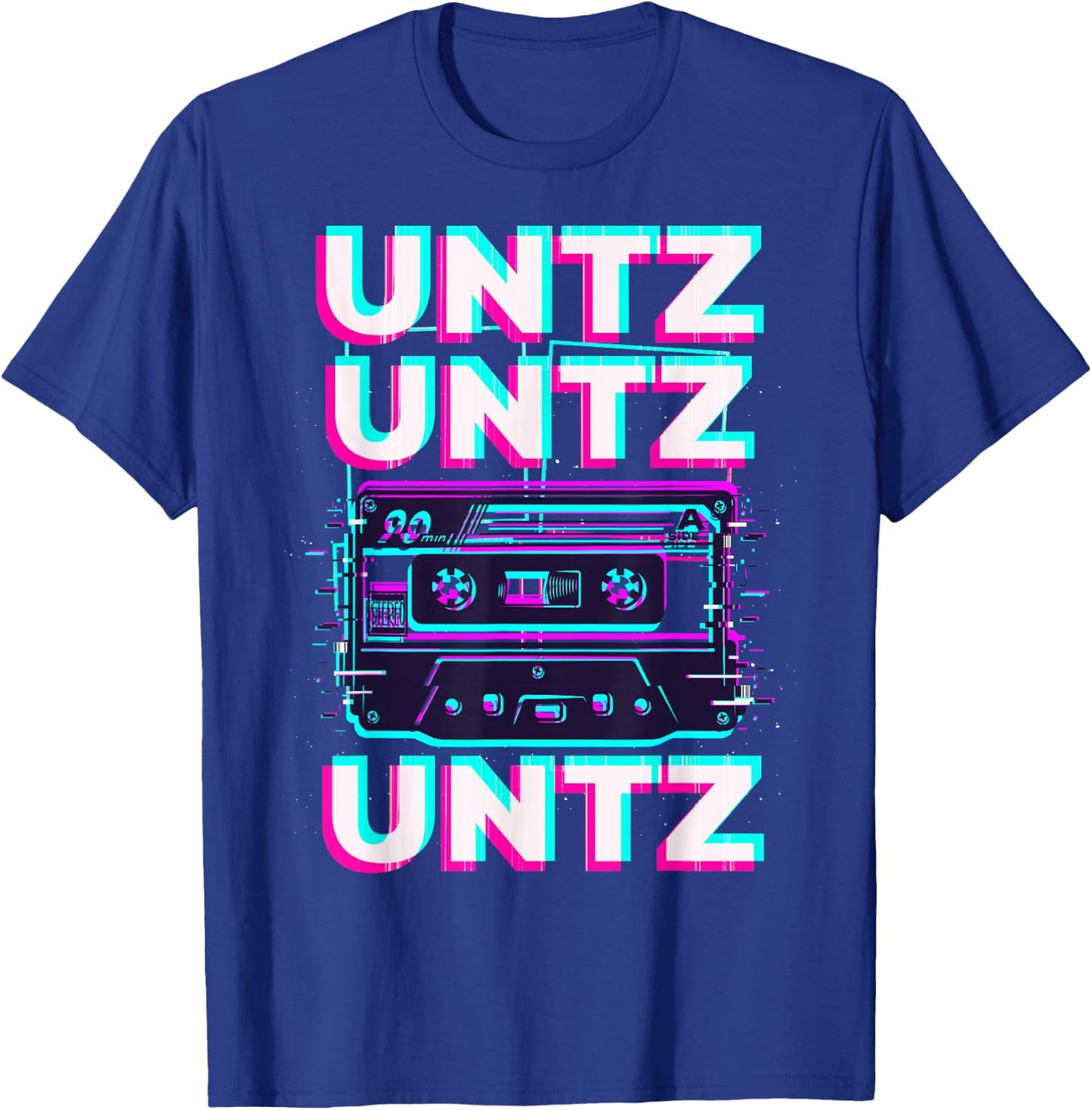 Aesthetic Synthwave Glitch Cassette Rave Festival Minimal T-Shirt - T-Shirt | Royal