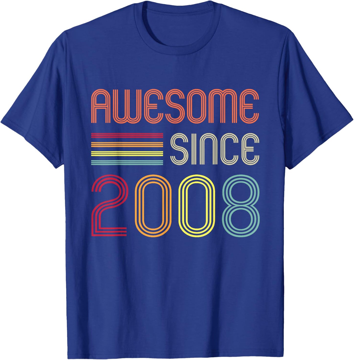 Awesome Since 2008 14th Birthday Retro Short Sleeve T-Shirt - T-Shirt | Royal