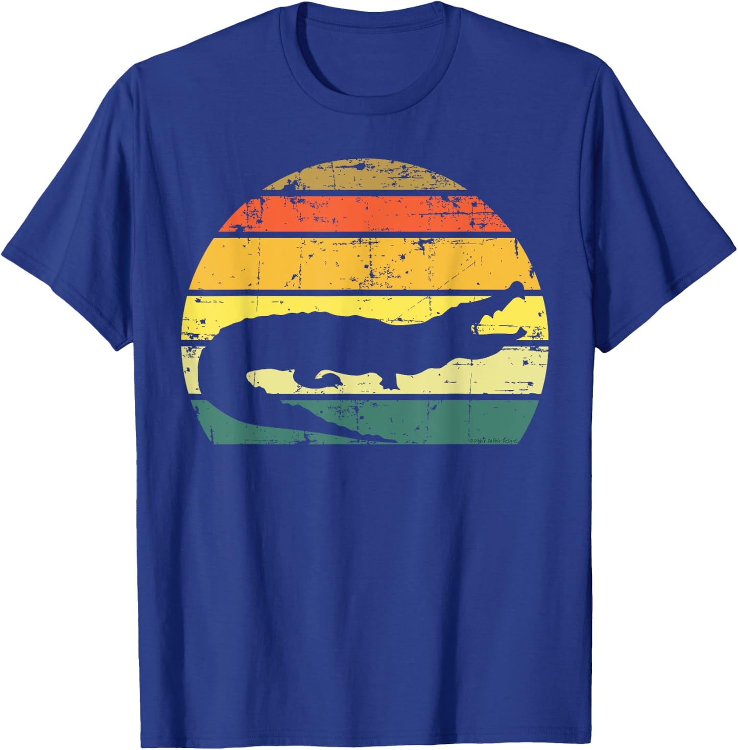 Retro Sunset Grunge Alligator Everglades Design T-Shirt - T-Shirt | Royal
