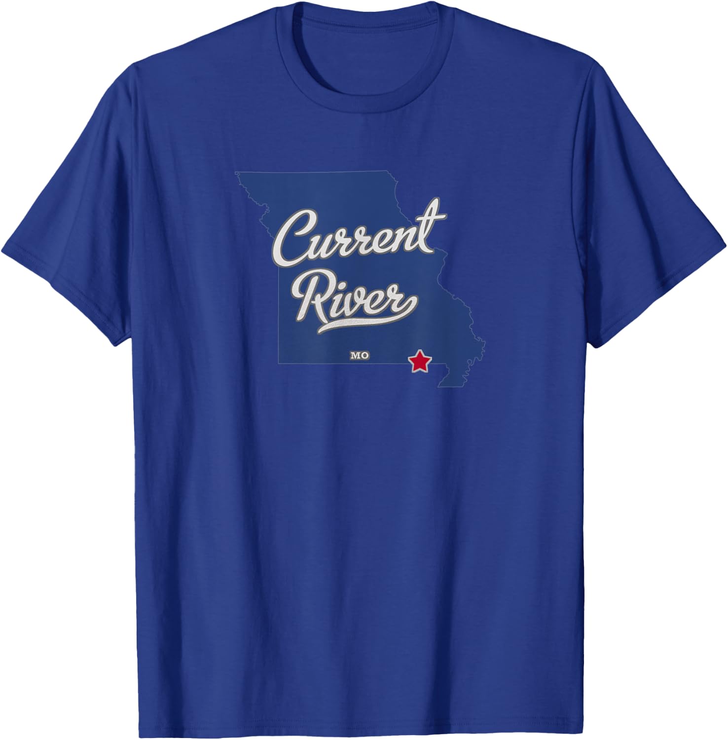 Current River Missouri MO Map T-Shirt - T-Shirt | Royal