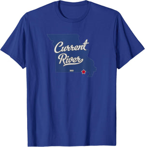 Current River Missouri MO Map T-Shirt - T-Shirt | Royal