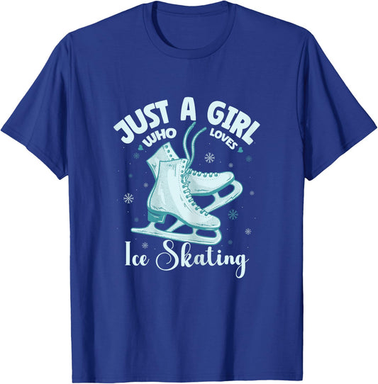 Just A Girl Who Loves Ice Skating Winter Figure Skating T-Shirt - T-Shirt | Royal