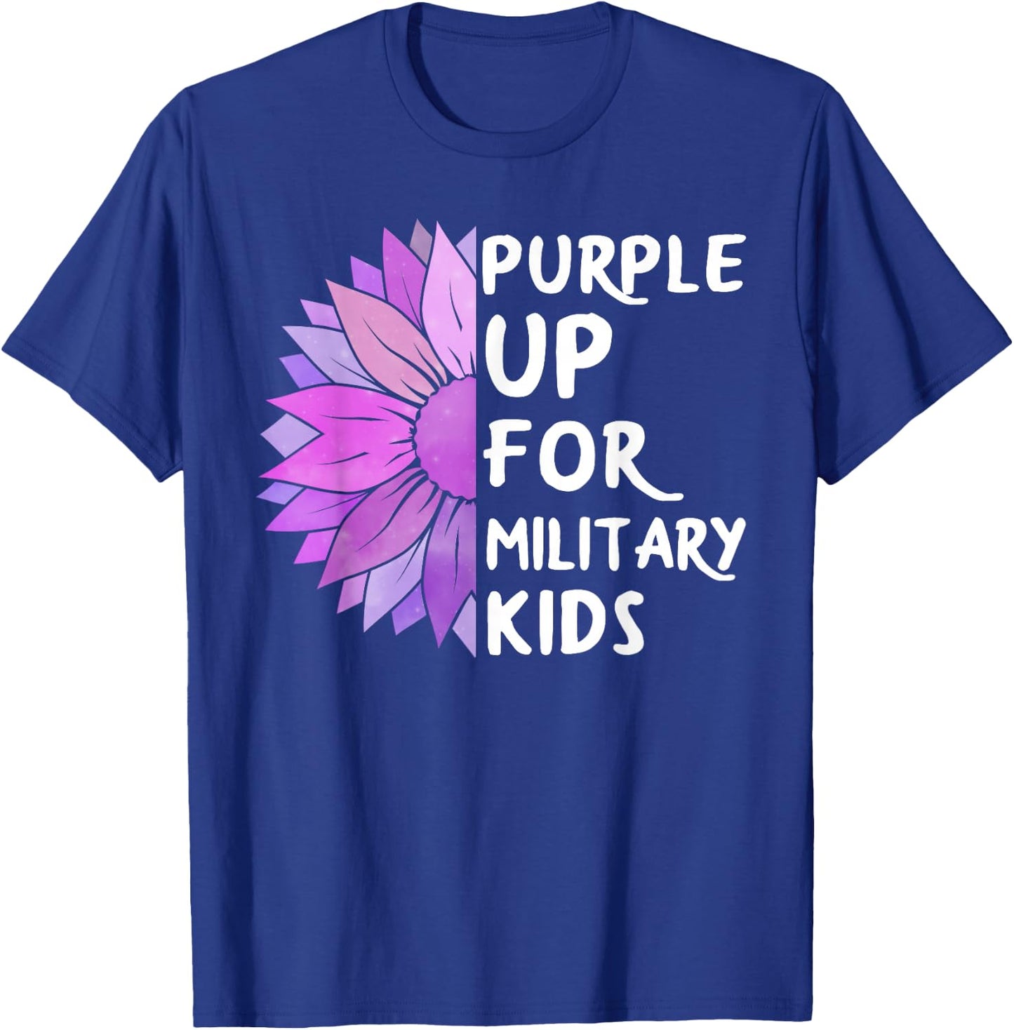 Purple Up Military Child Sunflower Military Brats Month T-Shirt - T-Shirt | Royal