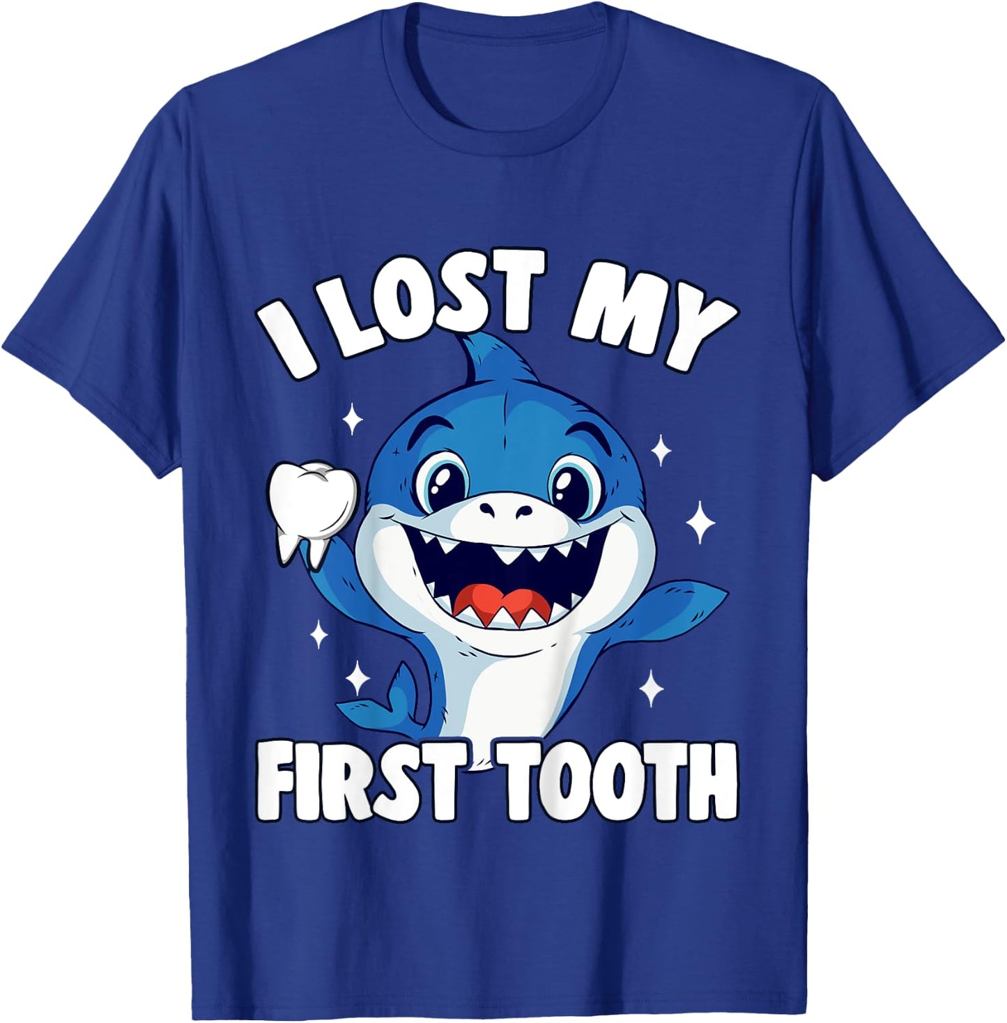 Kids I Lost My First Tooth Boys Tooth Fairy Teeth Out Funny Shark T-Shirt - T-Shirt | Royal