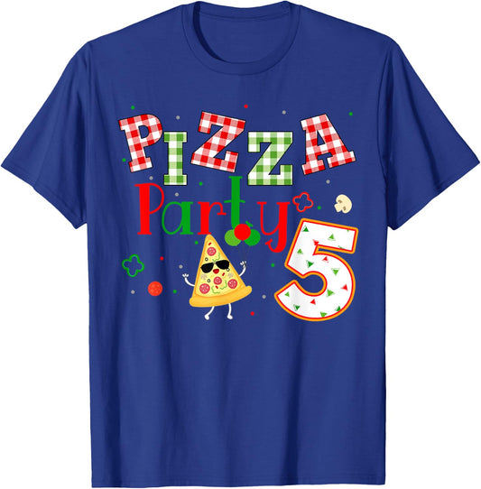 Pizza Birthday Party Themed Matching Family Group T-Shirt - T-Shirt | Royal
