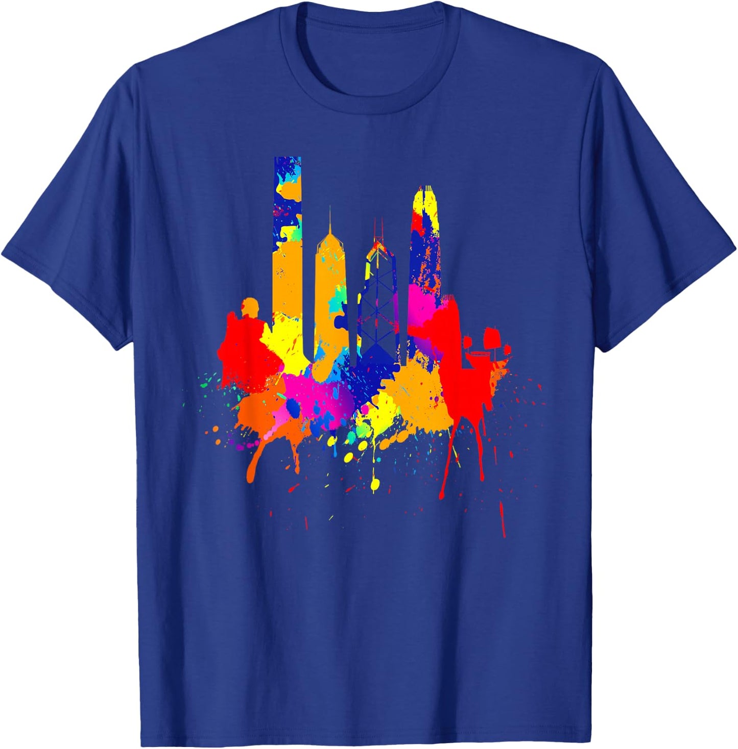 Hong Kong Skyline Asia Colored Painting Art Love Hong Kong T-Shirt - T-Shirt | Royal