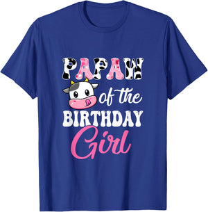 Papaw Of The Birthday Girl Farm Cow 1St Birthday Girl T-Shirt - T-Shirt | Royal