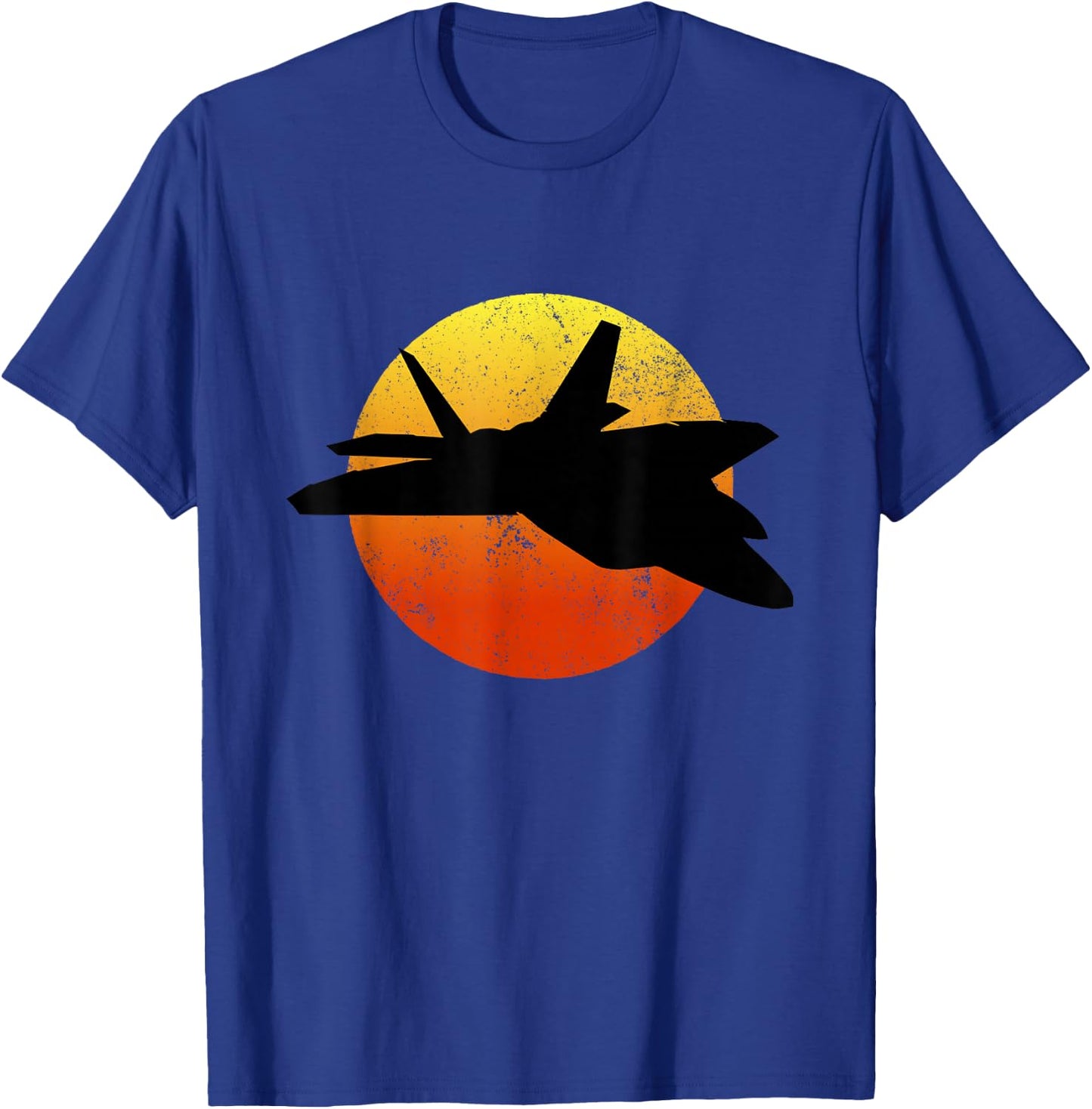 F-22 Raptor Silhouette Retro Sunset Military Jet Flying F22 T-Shirt - T-Shirt | Royal