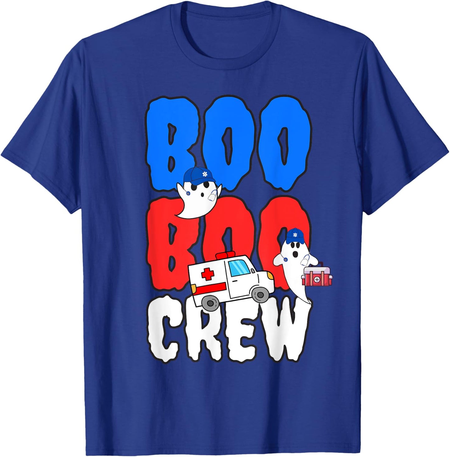 EMT Paramedic EMS Boo Boo Crew Ambulance Ghost Halloween T-Shirt - T-Shirt | Royal