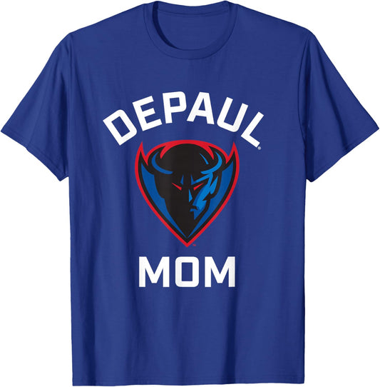 DePaul University Blue Demons Arched Mom T-Shirt - T-Shirt | Royal