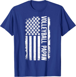 Volleyball Papaw US Flag Papaw Of A Volleyball Player Papaw T-Shirt - T-Shirt | Royal