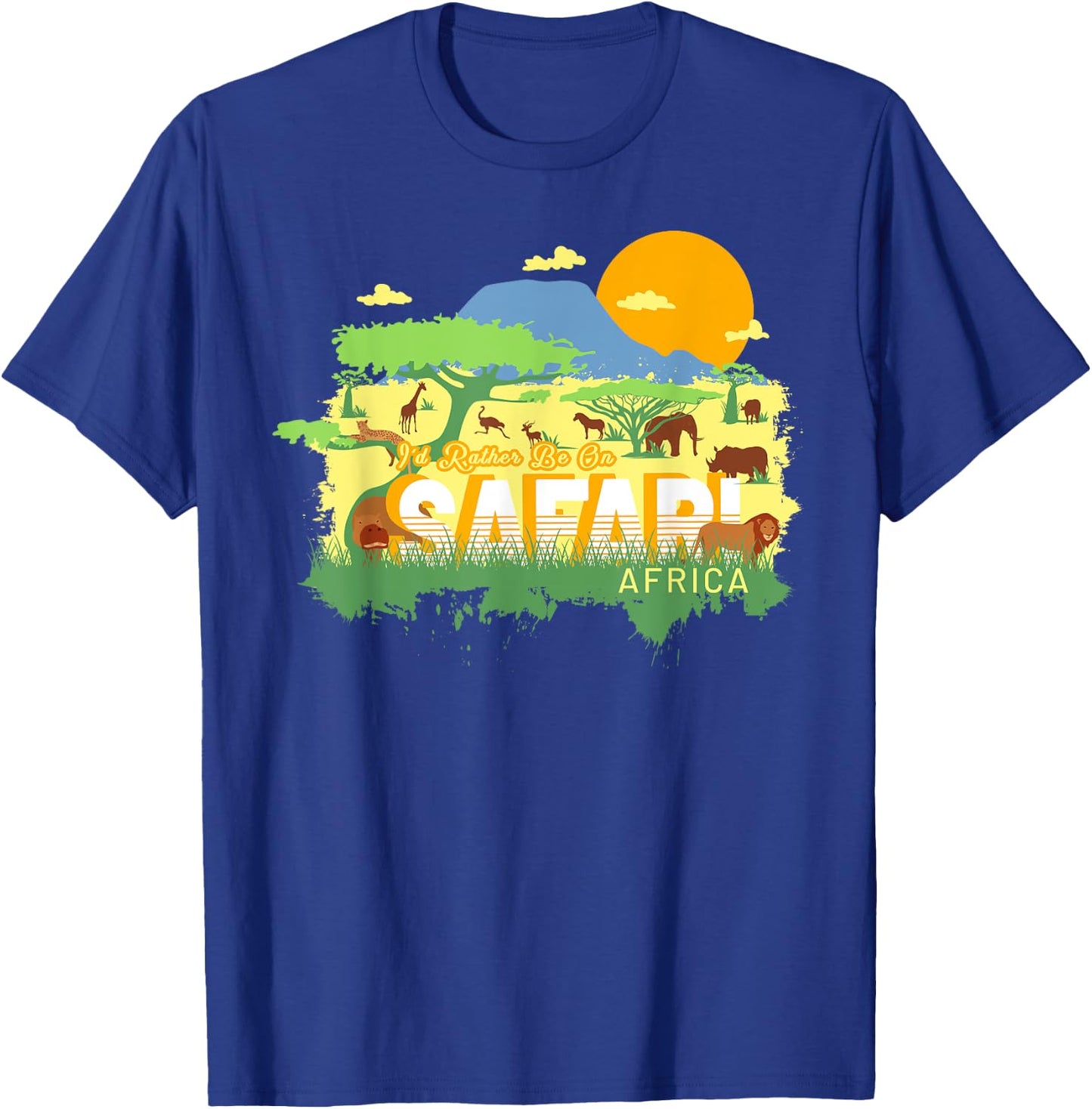 I'd Rather Be On Safari Africa - Cute Vintage Souvenir T-Shirt - T-Shirt | Royal