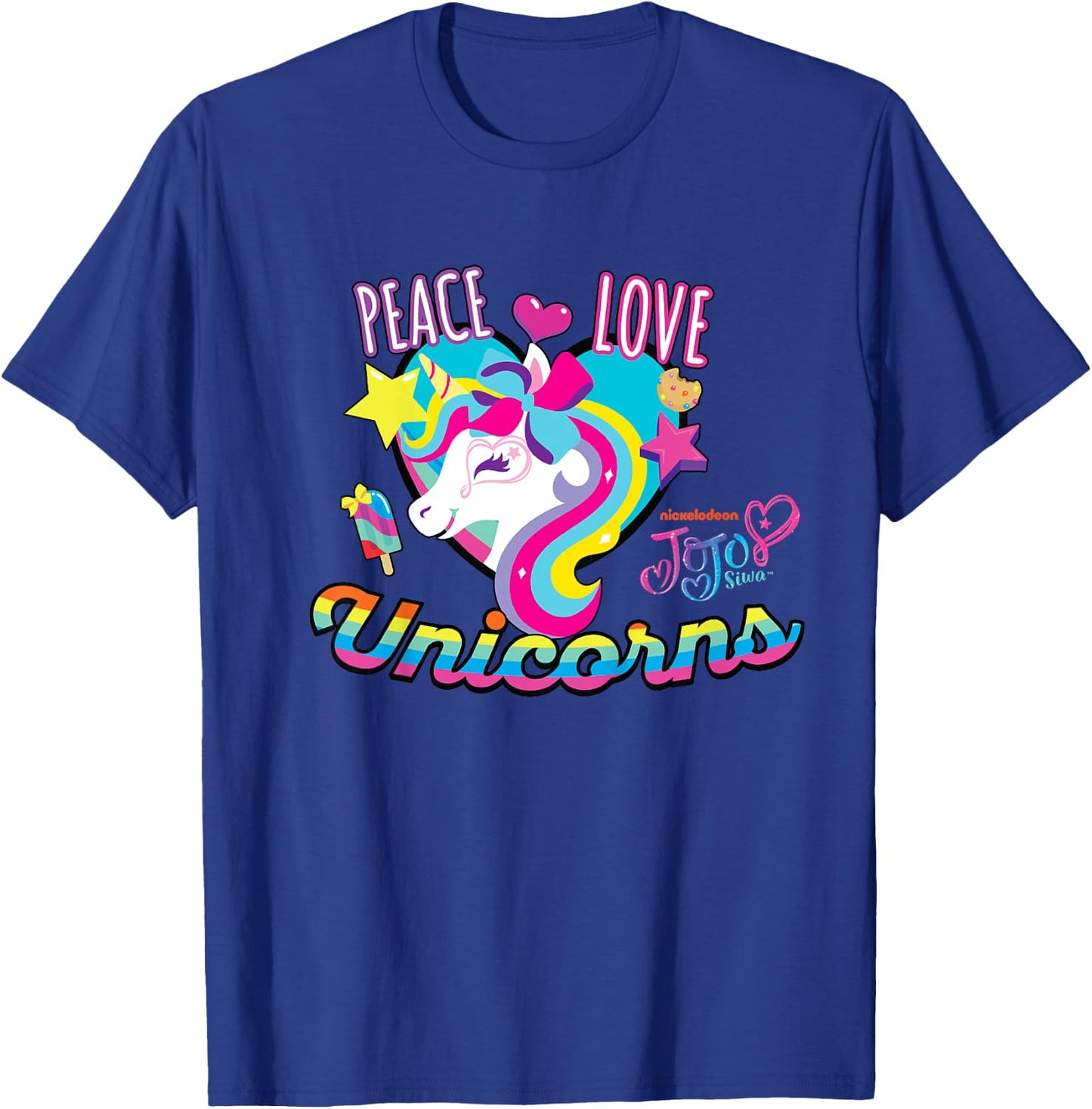 JoJo Siwa Peace Love And Unicorns T-Shirt - T-Shirt | Royal