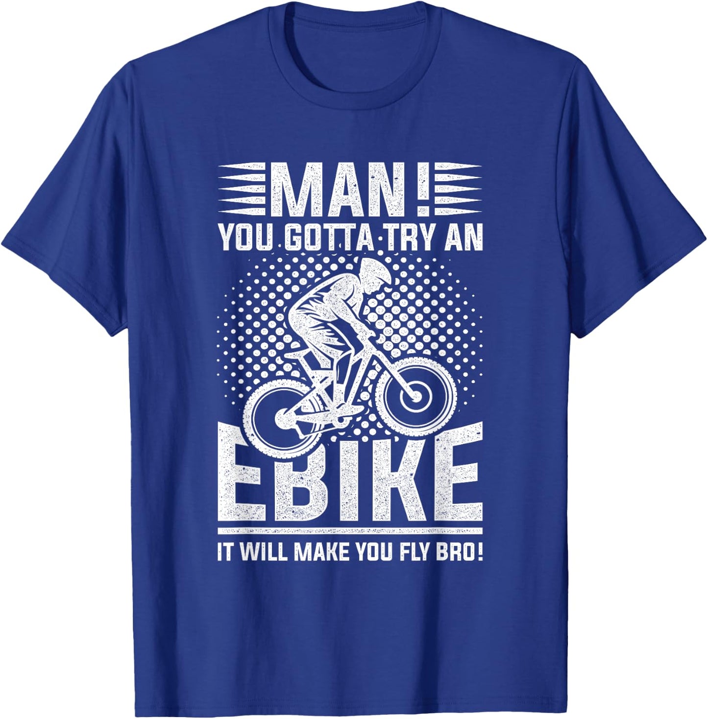 Funny Electric Bike Design E-Bike Makes you Fly T-Shirt - T-Shirt | Royal