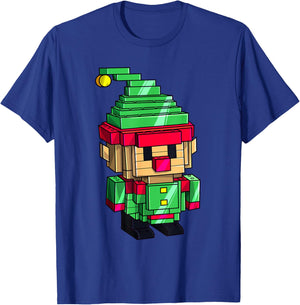 Christmas Elf Master Builder Brick Building Blocks Boys Kids T-Shirt - T-Shirt | Royal