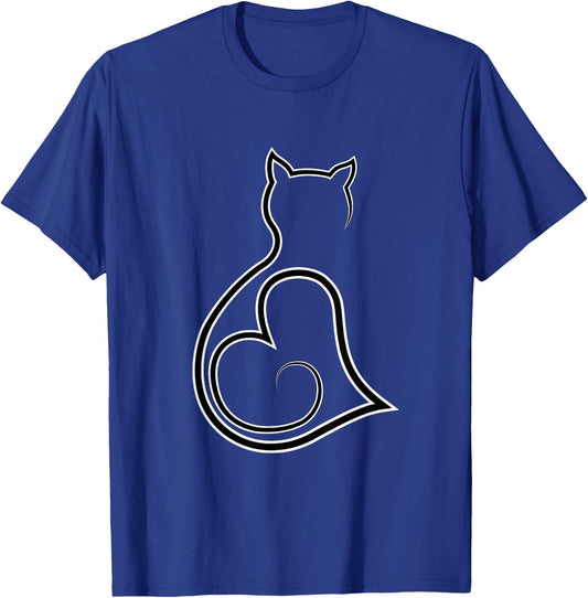 Cat Line Art Kittens and Cat Lovers | Cute Cats T-Shirt - T-Shirt | Royal