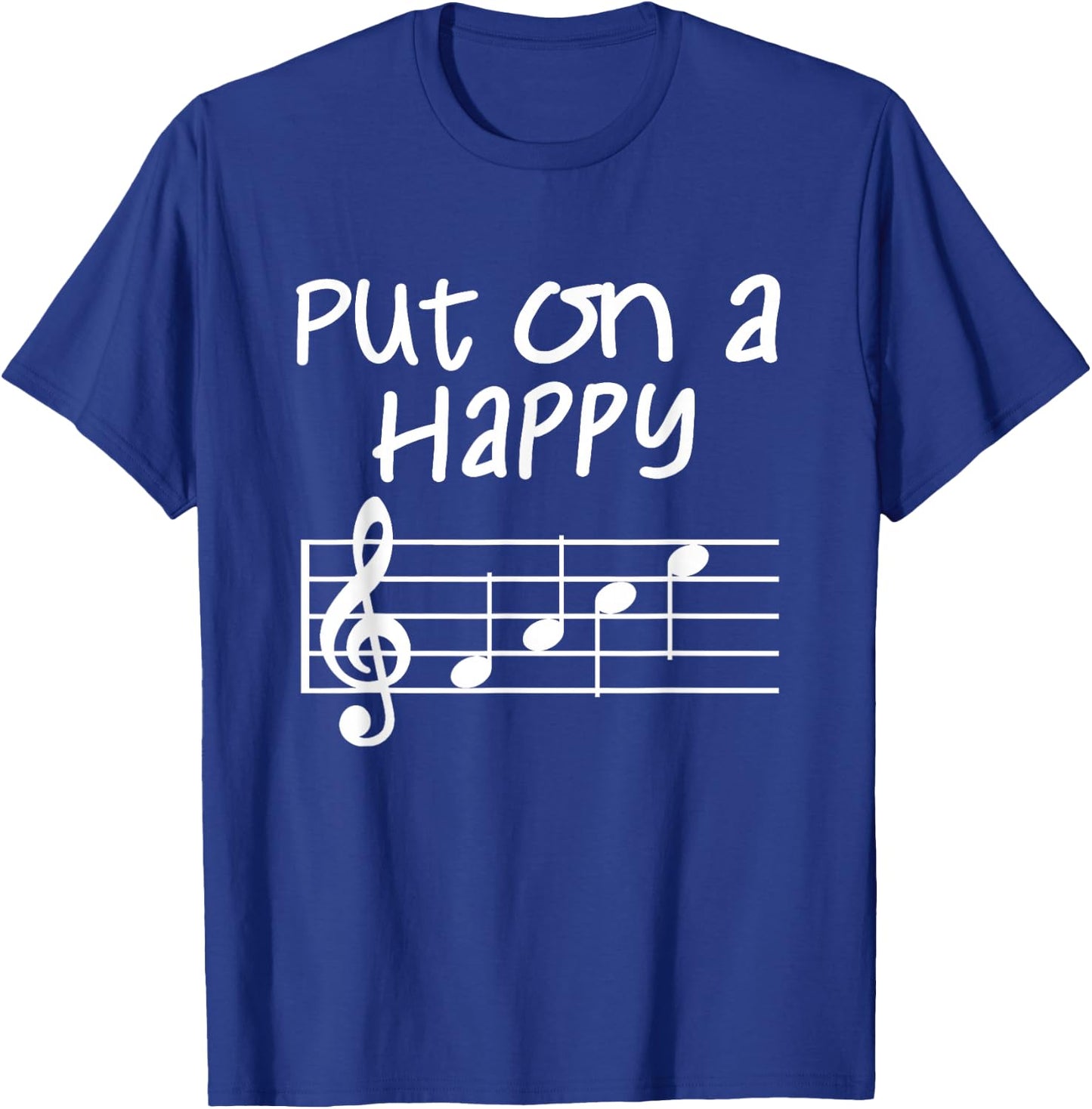Musical Notes Put On A Happy Face Cute Music Loving Kids T-Shirt - T-Shirt | Royal