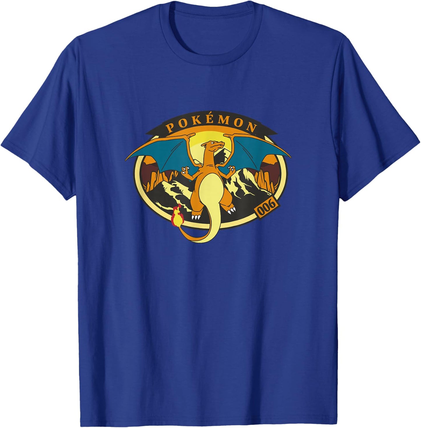 Pokémon Outdoor Adventures Charizard Mountain Volcano Badge T-Shirt - T-Shirt | Royal