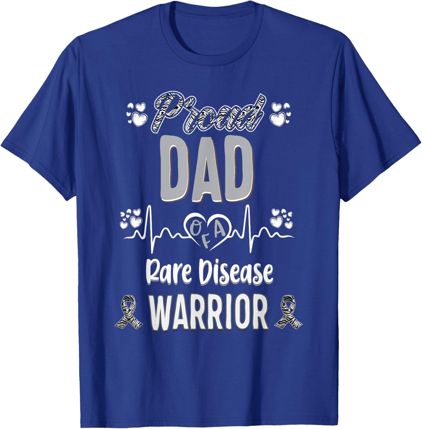 proud Dad Rare disease warrior awareness ribbon zebra T-Shirt - T-Shirt | Royal