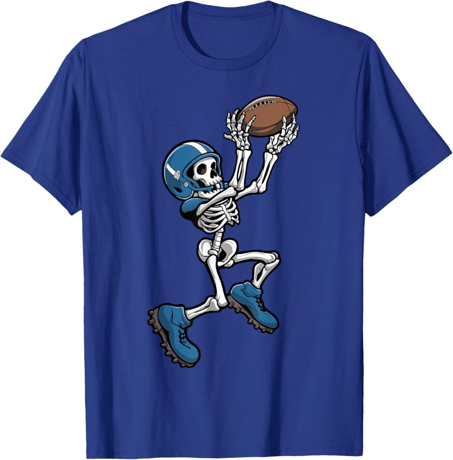Skeleton Football Halloween Men Boys Women Football Fan T-Shirt - T-Shirt | Royal
