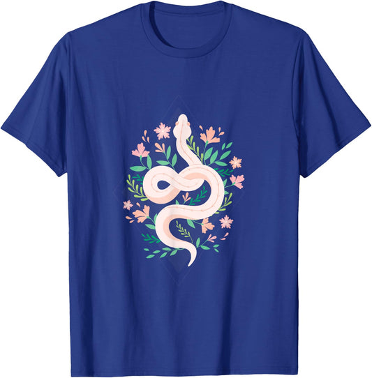 Snake Reptile Flowers Poisonous Python Cobra Animal Gift T-Shirt - T-Shirt | Royal