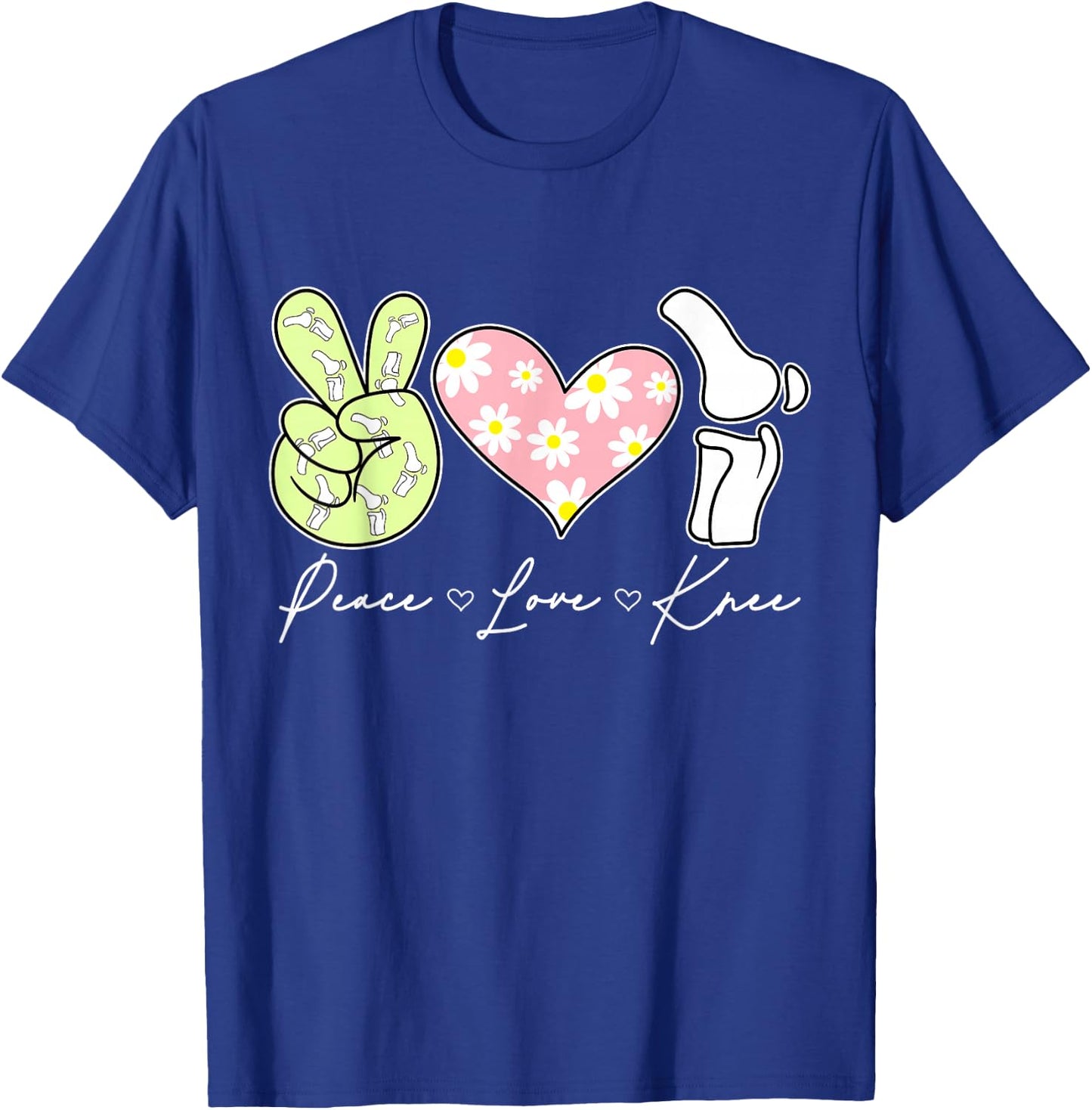 Peace Love Knee Surgery Recovery Replacement T-Shirt - T-Shirt | Royal
