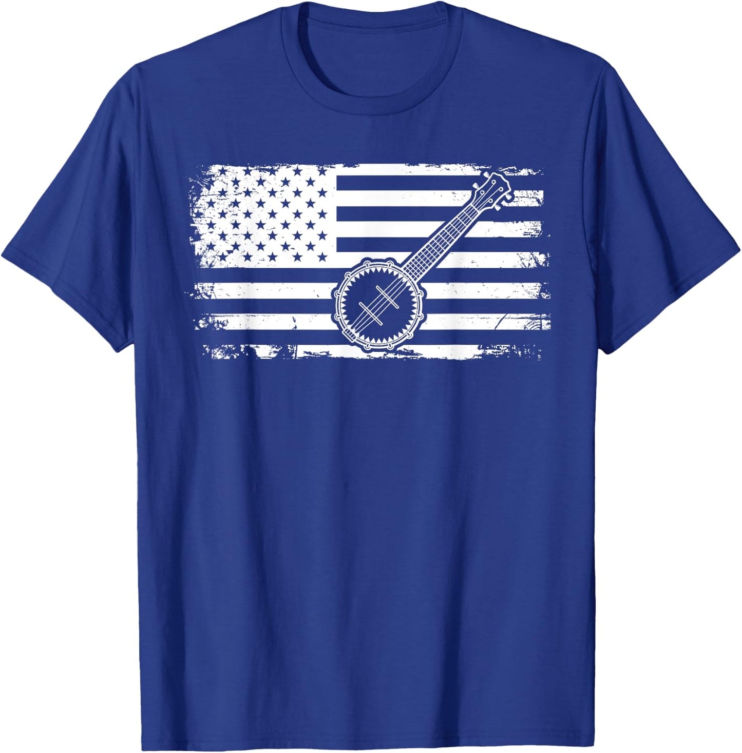 Bluegrass American US Flag Banjo T-Shirt - T-Shirt | Royal