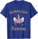 Kids 7 Year Old Birthday Girl Unicorn Shirt 7th Birthday Outfit T-Shirt - T-Shirt | Royal