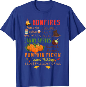Bonfires Pumpkin Spice Everything Fall Gift T-Shirt - T-Shirt | Royal
