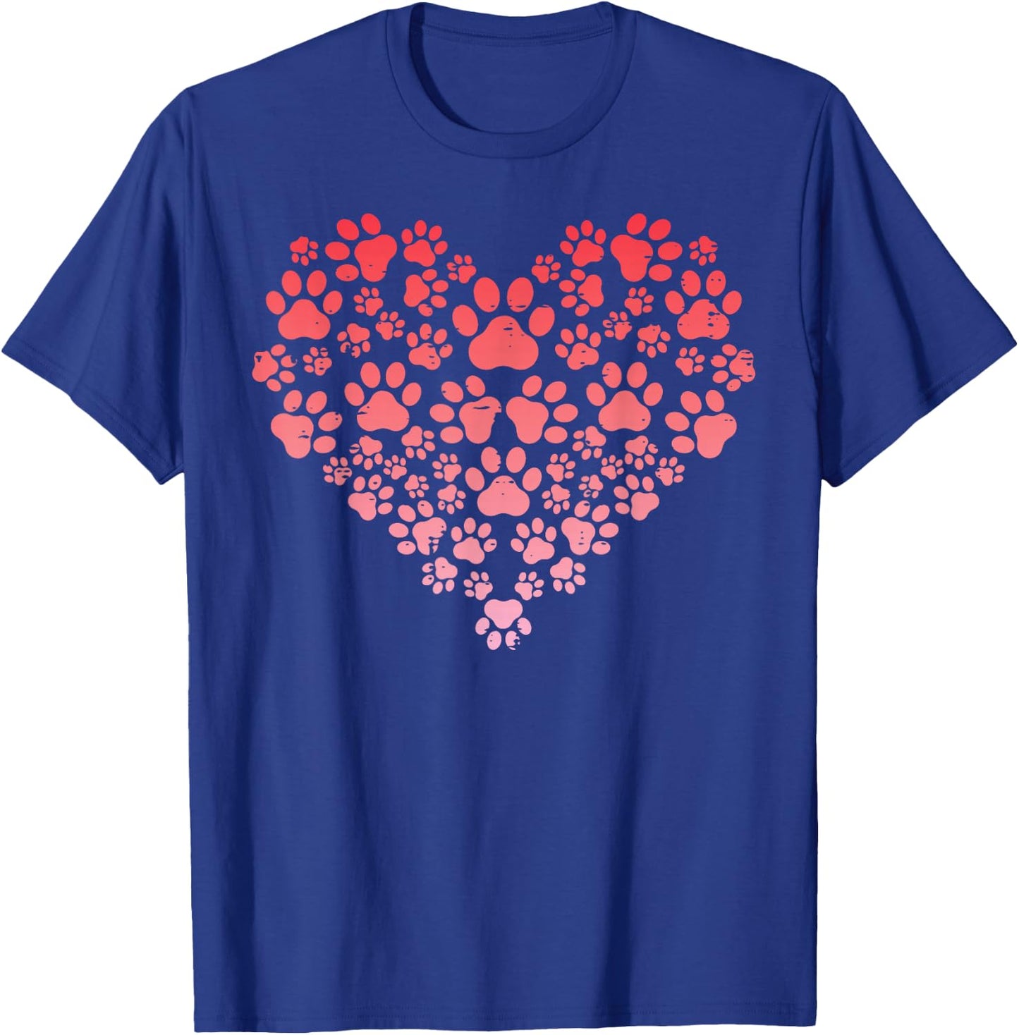 Valentines Day Dog Cat Paws Heart Fur Mom Dad Men Women Kids T-Shirt - T-Shirt | Royal