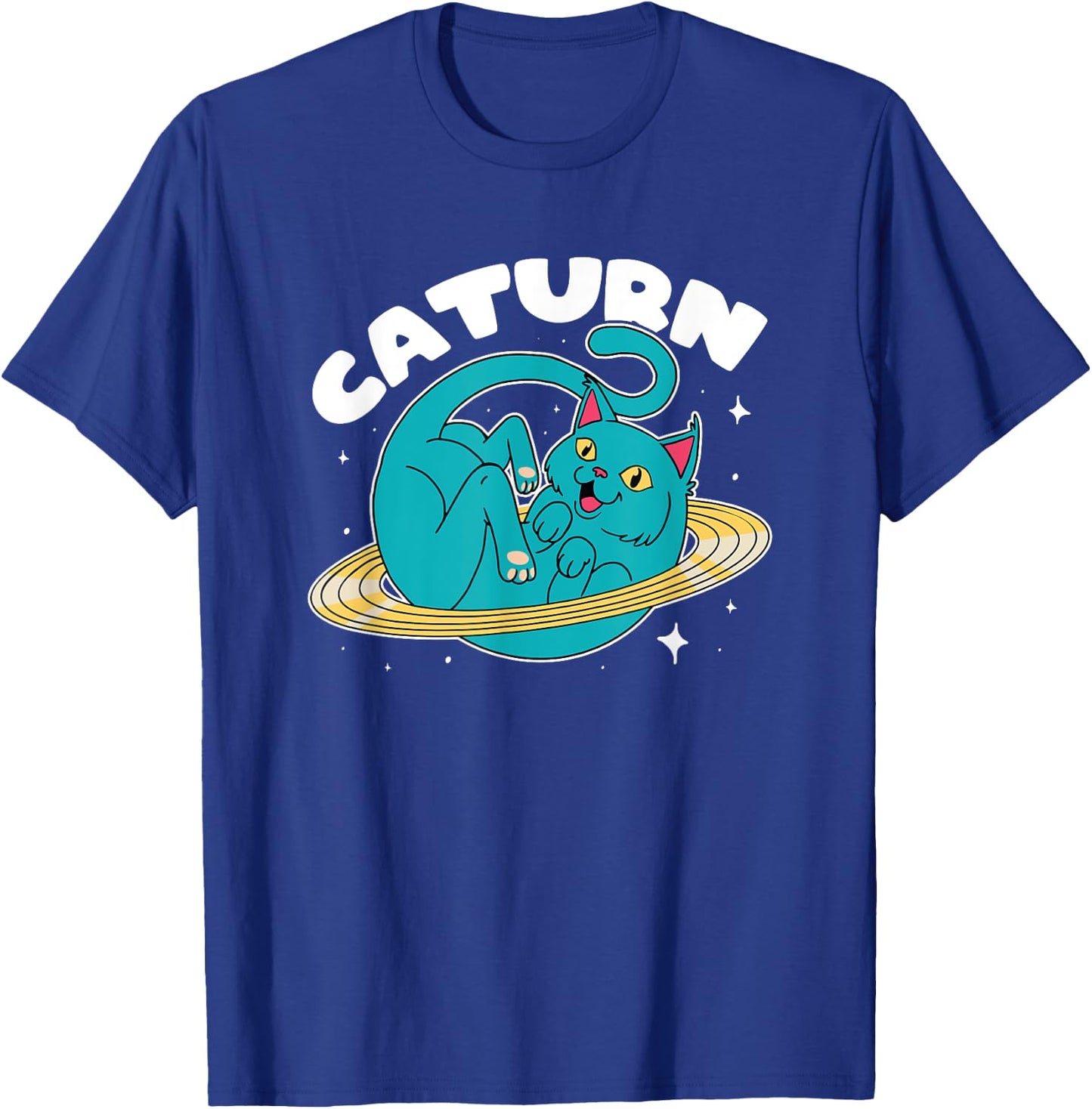Astronaut Cat Planet Saturn Caturn Astronomy Lover Cat Puns Men Women Girls Kids T-Shirt - T-Shirt | Royal